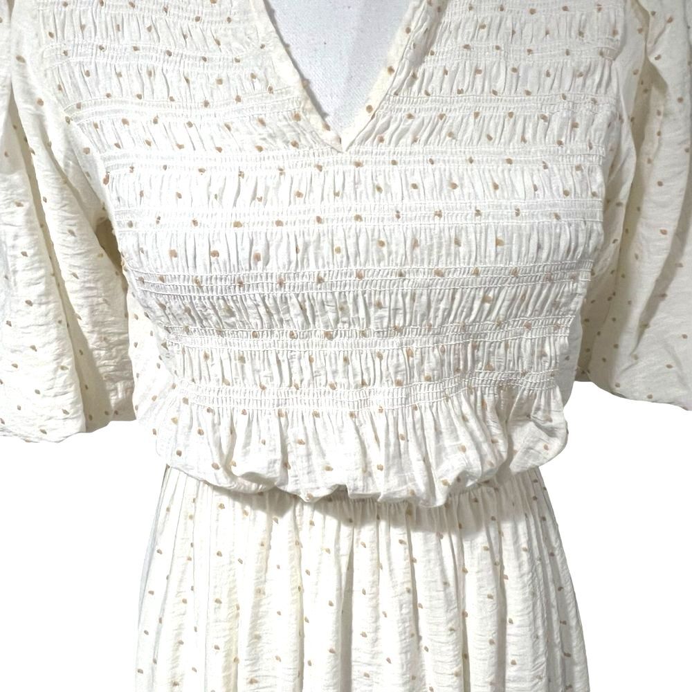 Moon River Smocked Milkmaid Maxi Dress Sz S Cottage Peasant Boho Puff Sleeve - Picture 4 of 13